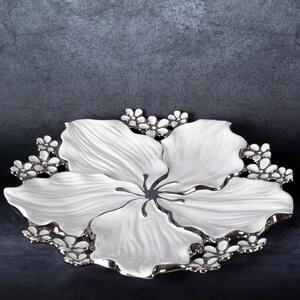 Dekoratívny tanier SIENA 04 biely / strieborný