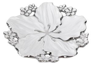 Dekoratívny tanier SIENA 03 biely / strieborný