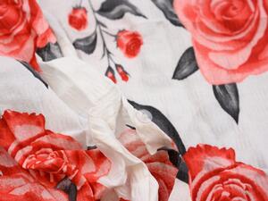 Krepové obliečky RED ROSES biele + obliečka na vankúšik 40 x 50 cm zadarmo