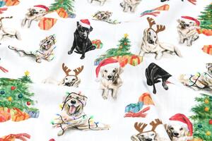 -20% Labrador vianočný pes vianočná dekoračná látka