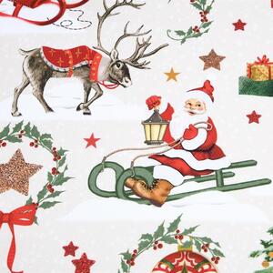 Santa Claus na saniach a sob vianočná dekoračná látka