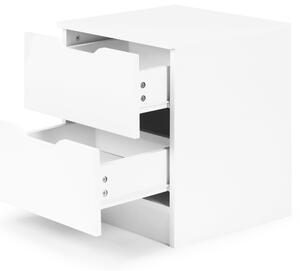 ModernHome Nočný stolík s 2 zásuvkami - biely