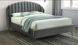 Sivá čalúnená posteľ CALABRIA VELVET 160 x 200 cm