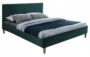 Zelená dvojlôžková posteľ AZURRO VELVET 160 x 200 cm