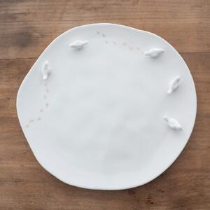 Räder Biely porcelánový tanier s 3D prvkami VTÁKY, stredný