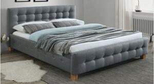 Sivá čalúnená posteľ BARCELONA 160 x 200 cm