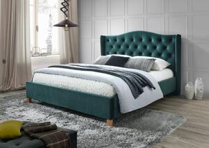 Zelená čalúnená posteľ ASPEN VELVET 160 x 200 cm