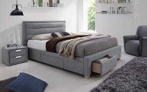 Sivá čalúnená posteľ INES 160 x 200 cm