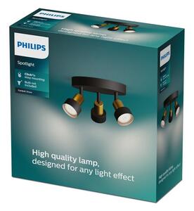 Philips 8720169299955 Conduit stropné bodové svietidlo/spot D196mm 3xGU10 čierna, mosadzná, ClickFix