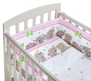 3-dielne posteľné obliečky New Baby 90/120 cm růžové so sloníky