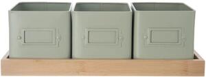 Greenish kvetináč na bylinky 11,5 x 11,5 cm + podnos, kov/bambus ORION 310629