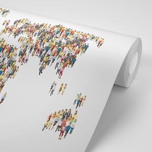 Samolepiaca tapeta mapa sveta pozostávajúca z ľudí