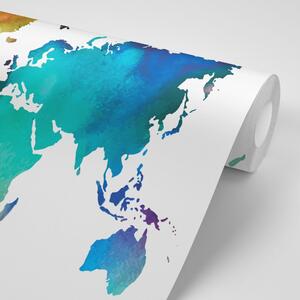 Tapeta farebná mapa sveta v akvarelovom prevedení