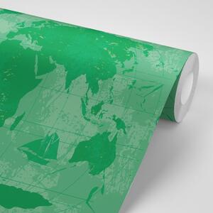 Samolepiaca tapeta rustikálna mapa sveta v zelenej farbe