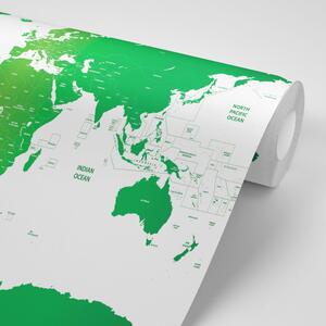 Tapeta mapa sveta s jednotlivými štátmi v zelenej farbe