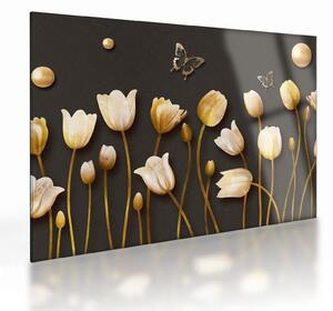 Sklenený obraz - Tulipány - abstraktné (70x50 cm)