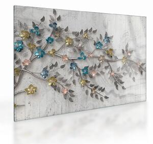 Sklenený obraz- Na vetve - abstraktné (70x50 cm)