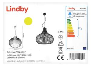 Lindby Lindby - Luster na lanku FRANCES 1xE27/60W/230V LW1062 + záruka 3 roky zadarmo