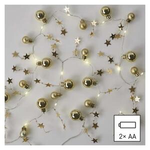 EMOS LED vianočné girlanda Zlaté gule s hviezdami 1,9 m teplá biela