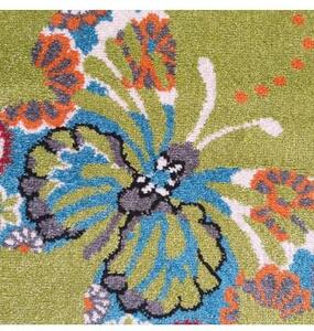 Zelený koberec s motívom Motýle