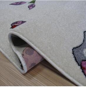 Biely detský koberec s motívom sovičiek