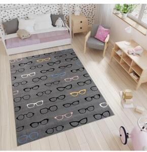 Detský sivý koberec s okuliarmi