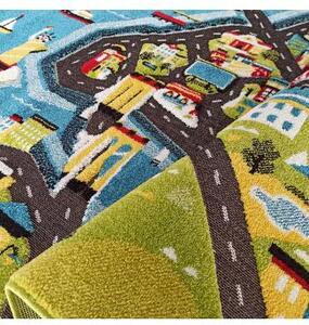 Detský koberec s motívom mestečka