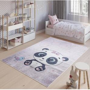 Ružový detský koberec s motívom pandy