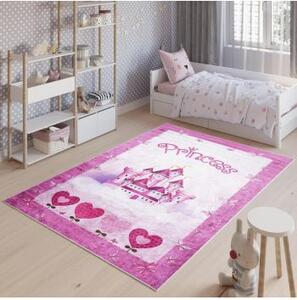 Ružový koberec s dievčenským motívom