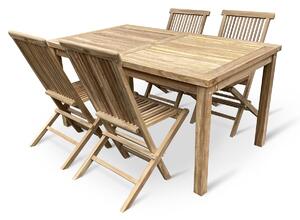 Záhradný drevený nábytok – stôl Garden I. + 4x kreslo Clasic, teak NOELA 3459171