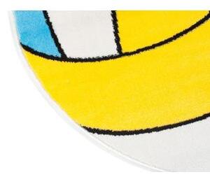 Detský okrúhly koberec bielo-žltej farby