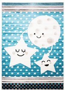 Detský modrý koberec s motívom hviezd