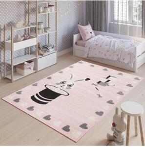 Ružový detský koberec s obrázkom