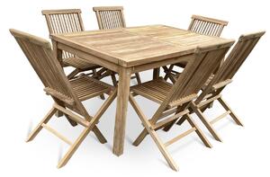 Záhradný drevený nábytok – stôl Garden I. + 6x kreslo Clasic, teak NOELA 3459172