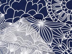 Bavlnená látka/plátno Sandra SA-273 Biele mandaly na tmavo modrom - šírka 145 cm