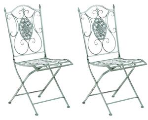Kovová skladacia stolička Sibell (SET 2 ks) - Zelená antik