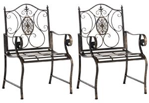 Kovová stolička Punjab s područkami (SET 2 ks) - Bronzová