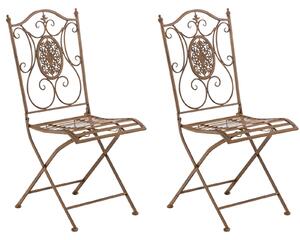 Kovová skladacia stolička Sibell (SET 2 ks) - Hnedá antik