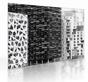 Sklenený obraz čiernobiele architektúry (70x50 cm)