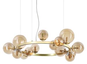 Ideal Lux 322797 PERLAGE závesné svietidlo 14xG9 D850mm saténová mosadz, jantárová