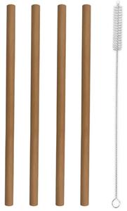 Slamky na nápoje s kefkou, 20 cm, bambusové, 4 ks ORION 151432