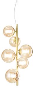 Ideal Lux 317793 PERLAGE závesné svietidlo 6xG9 D260mm saténová mosadz, jantárová
