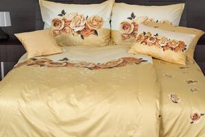 Glamonde luxusné obliečky Rosy v béžovej farbe, doplnené zlatistými ružami. Vyslovene elegantné! 140×200 cm