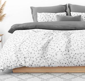 Goldea bavlnené posteľné obliečky duo - sivé kvietky a motýle so sivou 140 x 200 a 70 x 90 cm