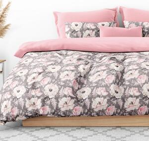 Goldea bavlnené posteľné obliečky duo - staroružové kvety s pastelovo ružovou 140 x 200 a 70 x 90 cm