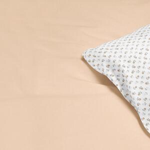Goldea bavlnené posteľné obliečky duo - béžové kvetinky s béžovou 140 x 200 a 70 x 90 cm