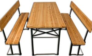 Pivný set Praktik stôl 170cm + 2 lavice s operadlami, hnedý