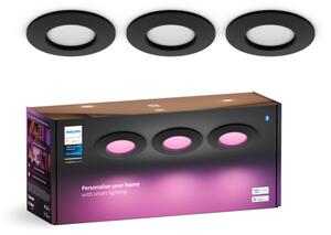 Philips Hue White and color ambiance 8720169264793 Slim downlight S zápustné svietidlo D90mm LED 8,3W/1000lm 2200-6500K+RGB IP44 čierna 3-set