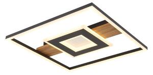 GLOBO 67324-24 PIKARA stropné svietidlo LED 378x378mm 24W/800lm 3000K imitácia dreva, čierna, biela