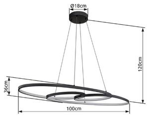 GLOBO 67177-40 SPIRA závesné svietidlo LED 39W/1880lm 2700+4000+6500K čierna matná, biela